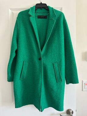 Zara kelly Green Single-Button Coat